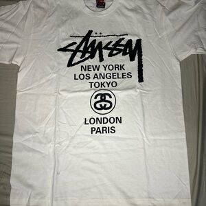 Stussy White Tee with Black City Print xl new